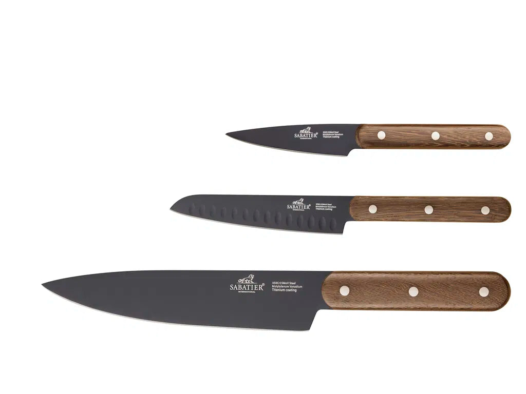 Lion Sabatier International Phenix Walnut Knivsett 3 deler Svart/Tre
